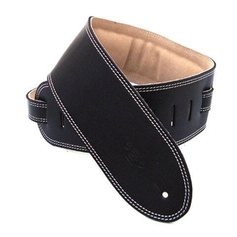DSL Guitar Accessories DSL Strap Guitar Bass Padded Suede Black/Beige 3.5 Inch Aus Made NEW - Byron Music
