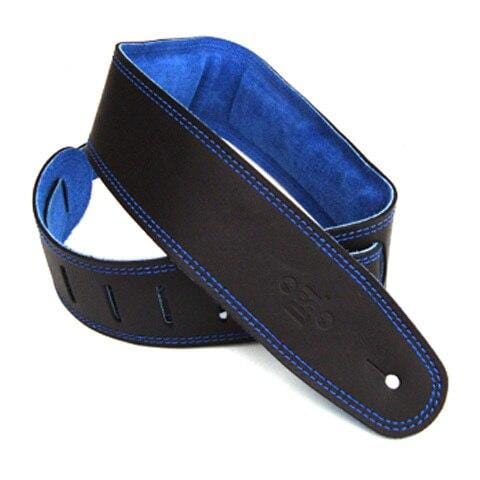 DSL Guitar Accessories DSL Strap Guitar Bass Padded Suede Black/Blue 2.5 Inch Aus Made NEW - Byron Music