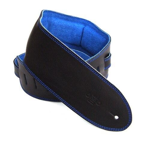 DSL Guitar Accessories DSL Strap Guitar Bass Padded Suede Black/Blue 3.5 Inch Aus Made NEW - Byron Music