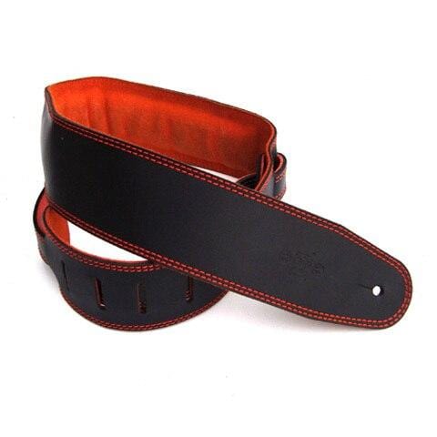 DSL Guitar Accessories DSL Strap Guitar Bass Padded Suede Black/Orange 2.5 Inch Aus Made NEW - Byron Music