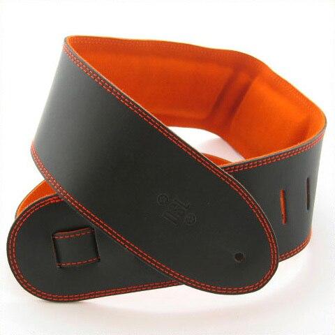 DSL Guitar Accessories DSL Strap Guitar Bass Padded Suede Black/Orange 3.5 Inch Aus Made NEW - Byron Music
