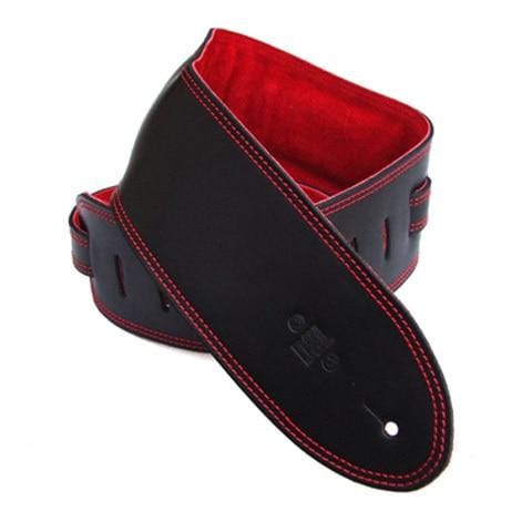 DSL Guitar Accessories DSL Strap Guitar Bass Padded Suede Black/Red 3.5 Inch Aus Made NEW - Byron Music