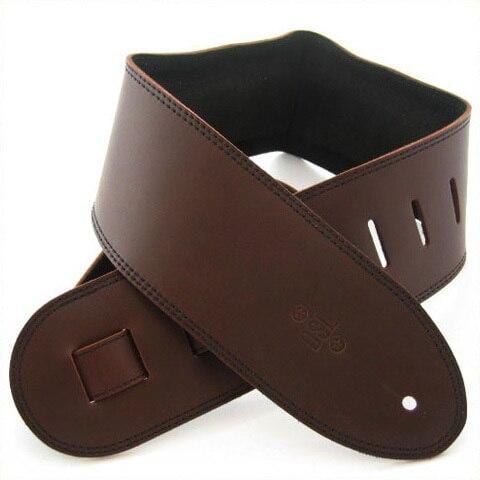 DSL Guitar Accessories DSL Strap Guitar Bass Padded Suede Brown/Black 3.5 Inch Aus Made NEW - Byron Music