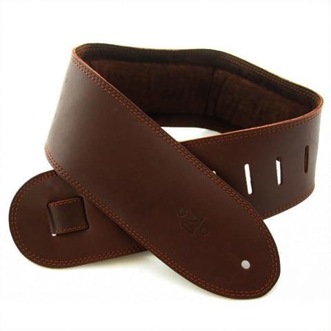 DSL Guitar Accessories DSL Strap Guitar Bass Padded Suede Brown/Brown 3.5 Inch Aus Made NEW - Byron Music