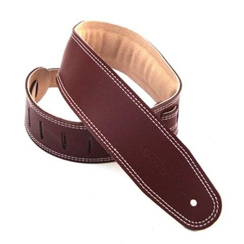 DSL Guitar Accessories DSL Strap Guitar Bass Padded Suede Maroon/Beige 2.5 Inch Aus Made NEW - Byron Music