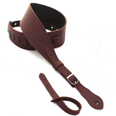 DSL Guitar Accessories DSL Strap Guitar Bass Slender Garment Leather Maroon/Brown 2.5 Inch Aus Made NEW - Byron Music