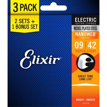 Elixir Guitar Accessories Elixir 16540 9-42 Nanoweb Electric 3 Pack - Byron Music