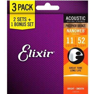 Elixir 16544 11-52 Nanoweb Acoustic 3 Pack - Byron Music