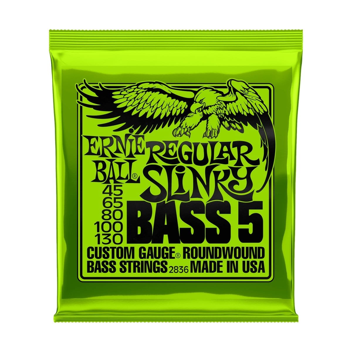 Ernie Ball Guitar Accessories Ernie Ball 5-String Electric Bass Strings 45-130 Regular Slinky Lime - Byron Music