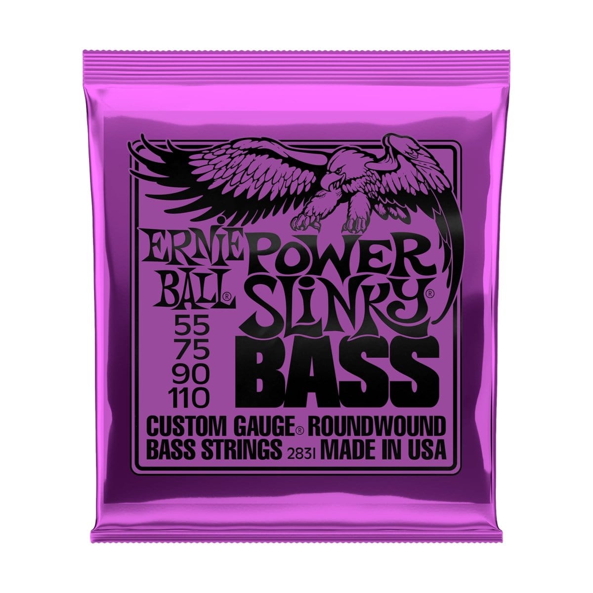 Ernie Ball Guitar Accessories Ernie Ball Electric Bass Strings 55-110 Power Slinky Purple - Byron Music