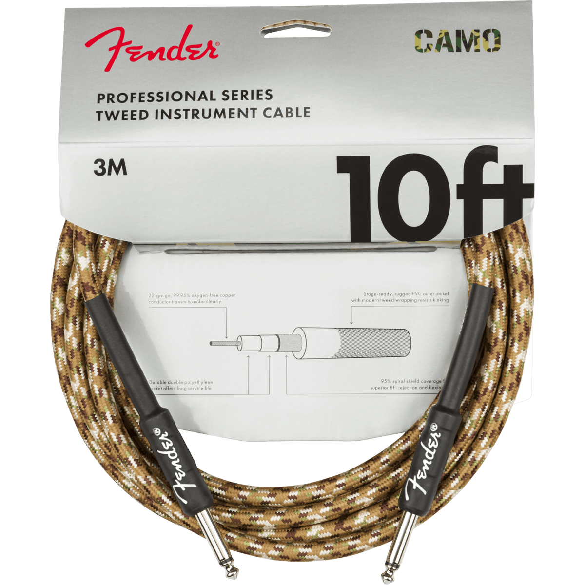 Fender Guitar Accessories Fender Guitar Cable Professional Series 10FT Desert Camo - Byron Music