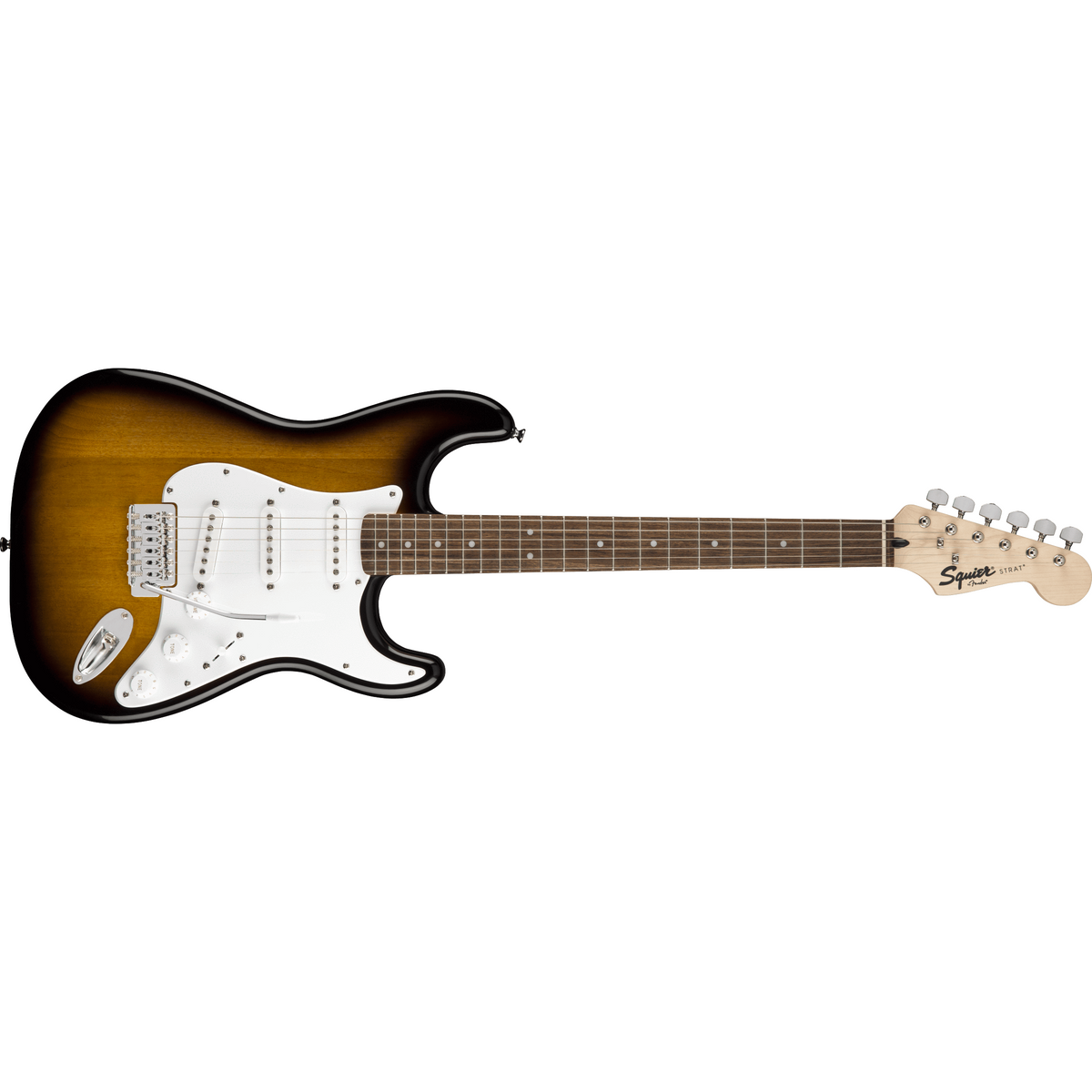 Squier Guitar Fender Squier Stratocaster Electric Guitar &amp; Amp Pack Brown Sunburst - Byron Music