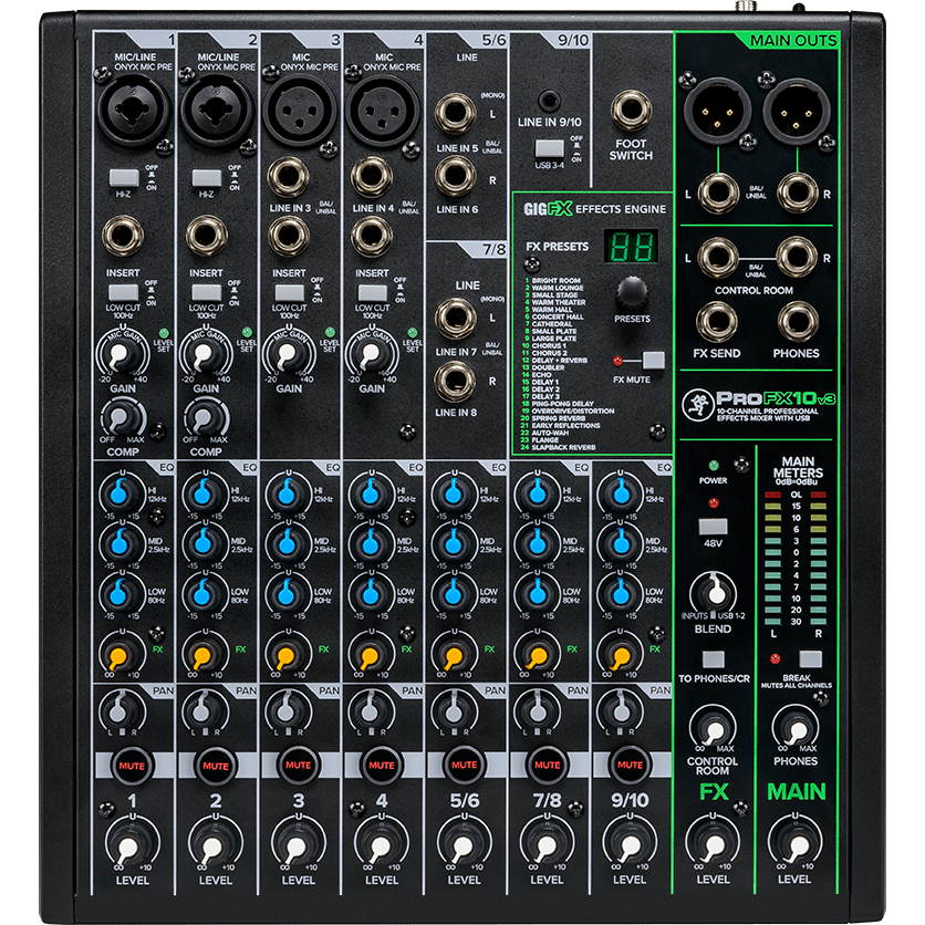Mackie Recording Mackie ProFX10v3 Mixer 10-Channel with Effects &amp; USB - Byron Music