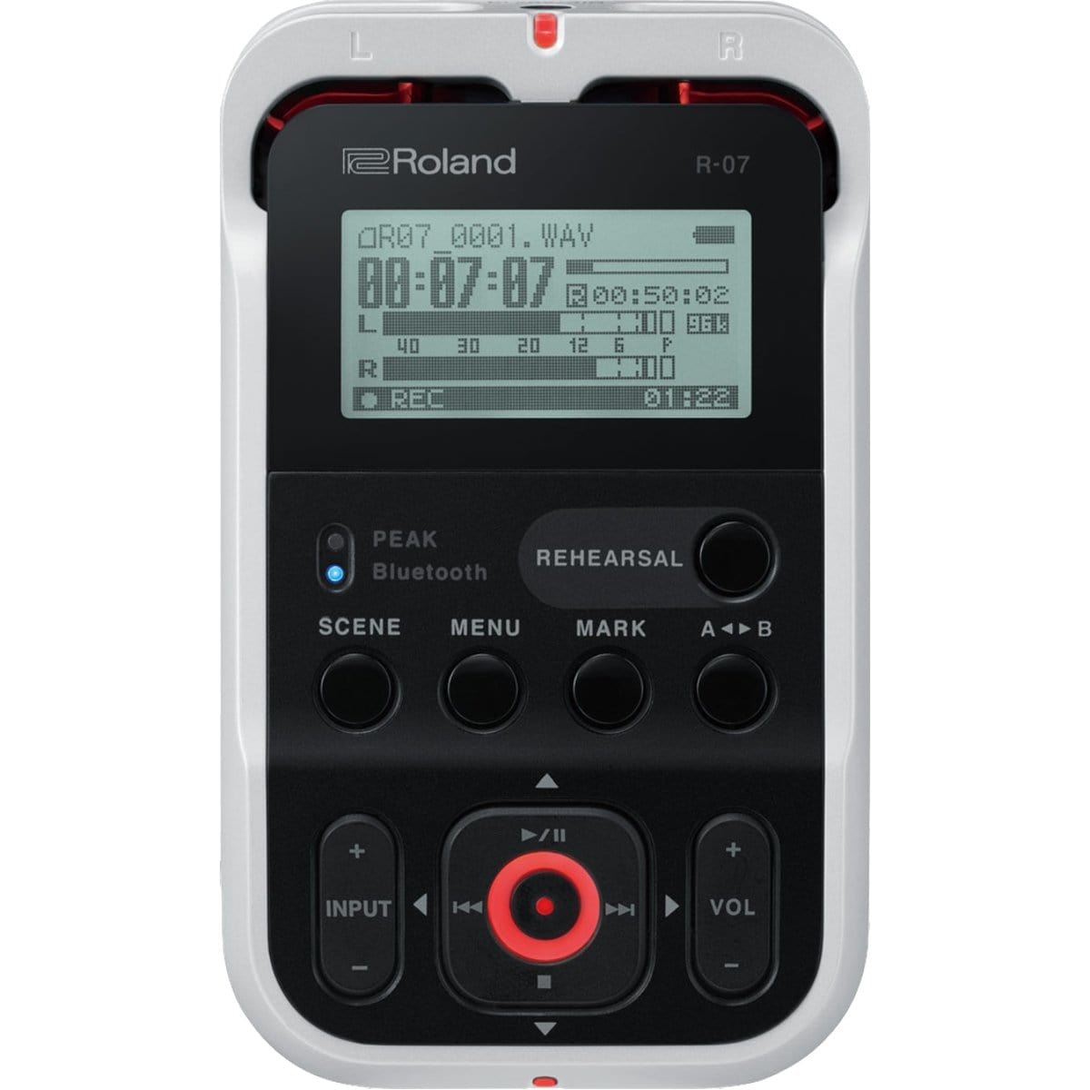 Roland Recording Roland R07 High-Resolution Audio Recorder White R07WH - Byron Music