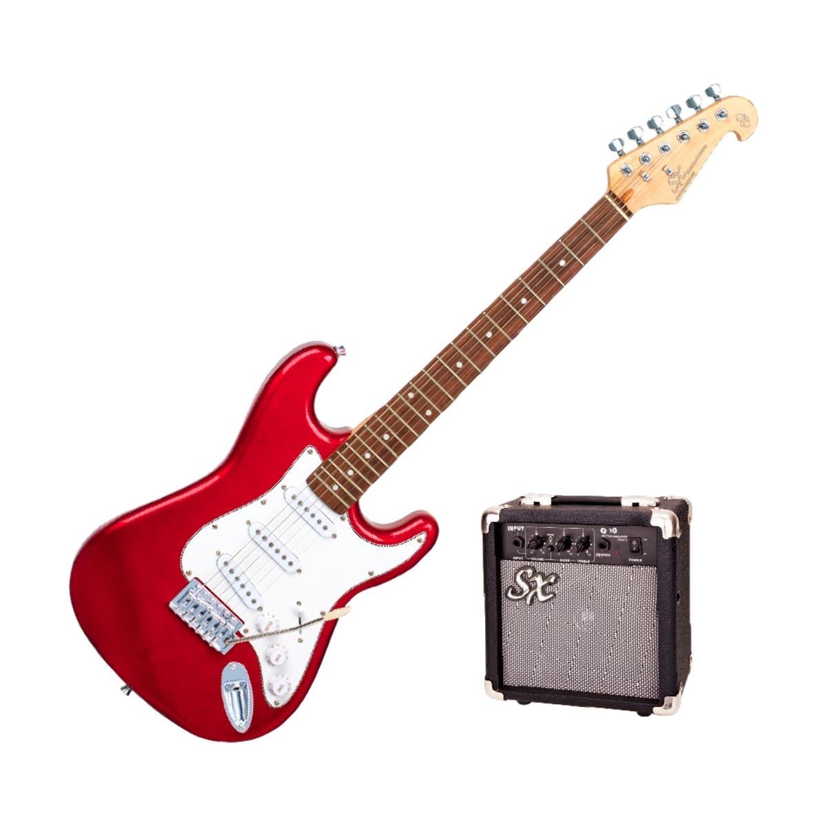 SX Guitar SX 3/4 Size Electric Guitar and Amp Package Candy Apple Red SE1SK34CAR - Byron Music