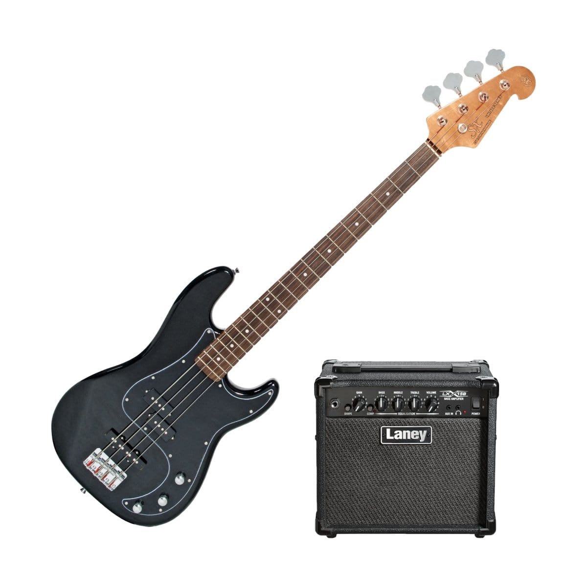 SX Guitar SX Electric Bass and Amp Package Black VEP62B-PK2 - Byron Music