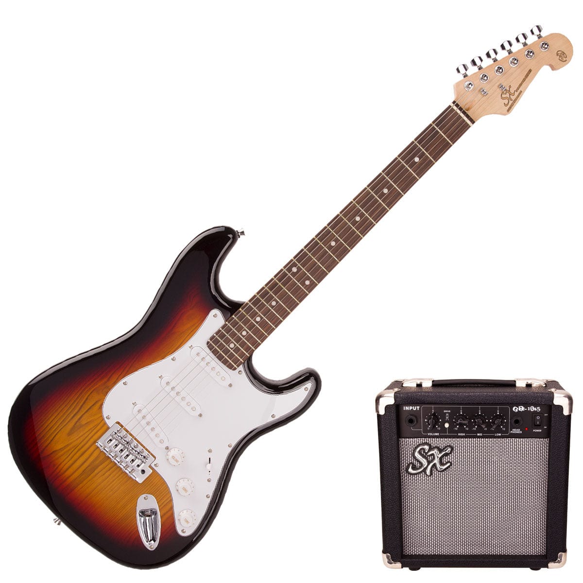 SX Guitar SX Electric Guitar and Amp Package 3-Tone Sunburst SE1SKTS - Byron Music