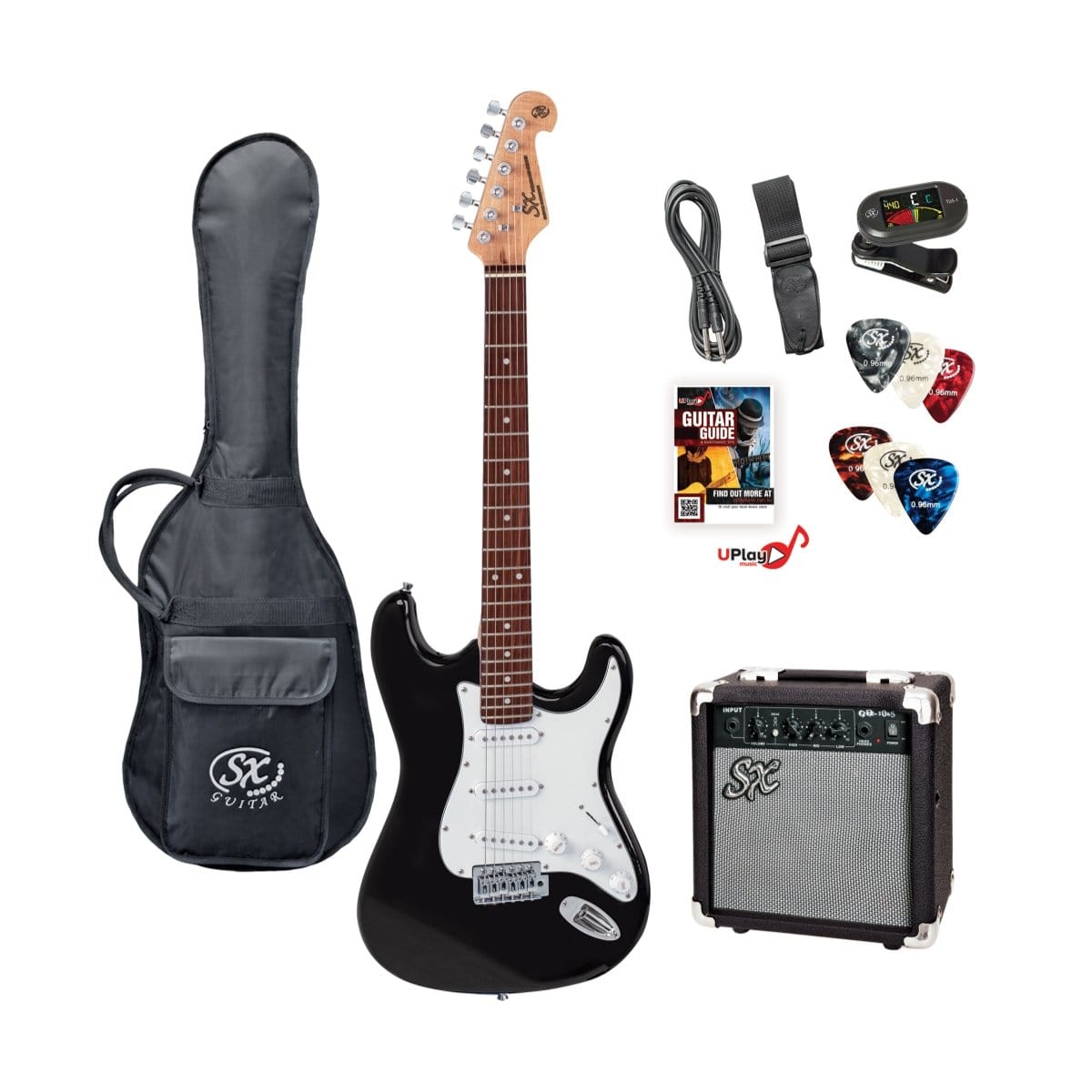 SX Guitar SX Electric Guitar and Amp Package Black SE1SKB - Byron Music